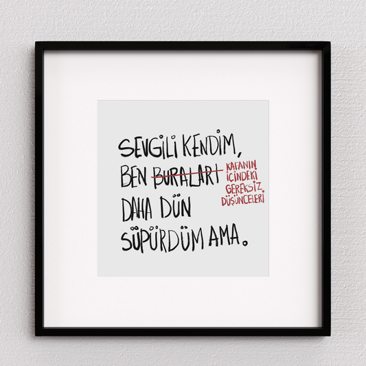 Sevgili Kendim Daha Dün Süpürdüm