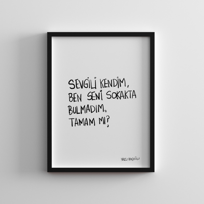 Sevgili Kendim Ben Seni Sokakta Bulmadım 21x30