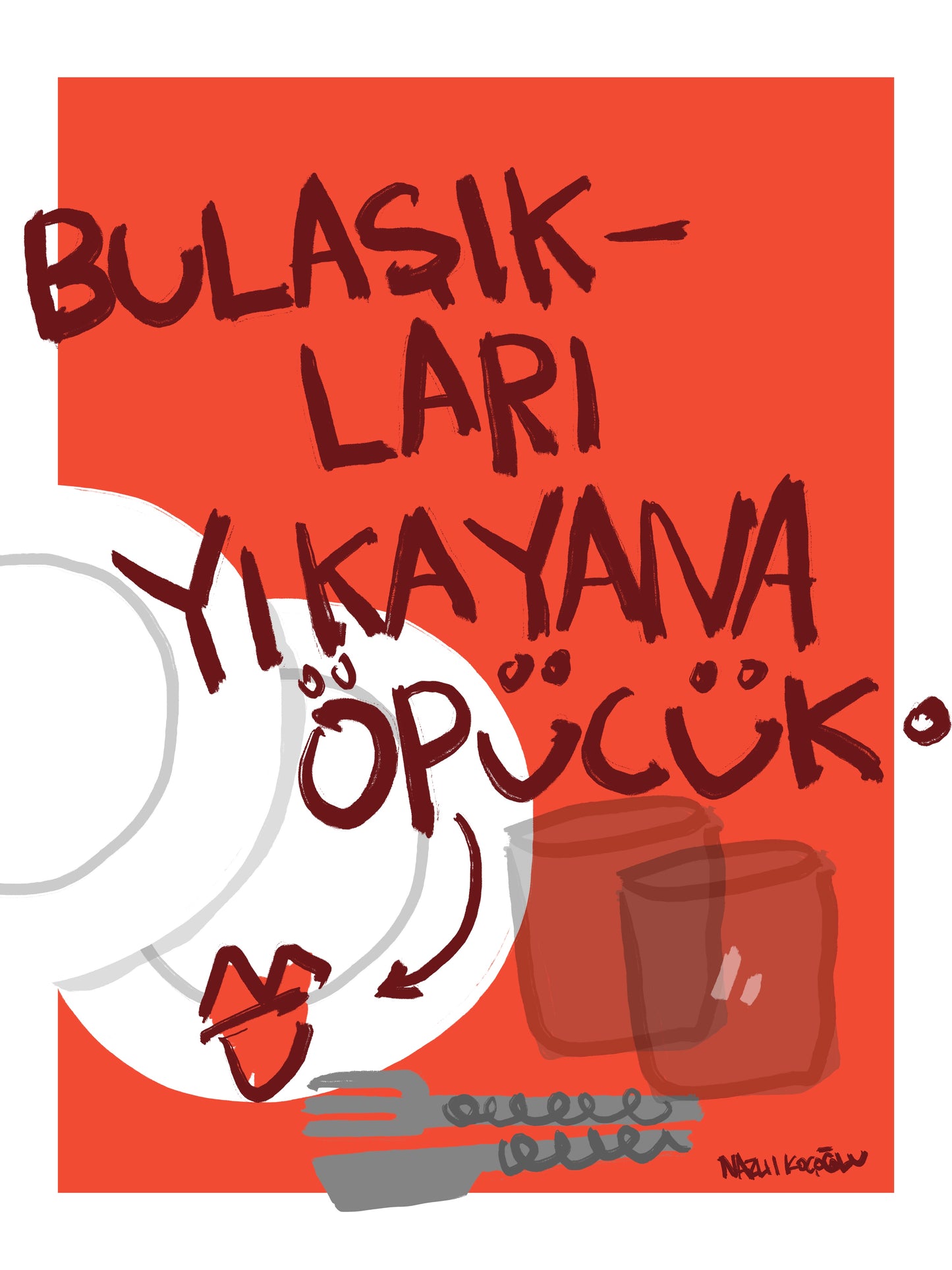 Bulaşıkları yıkayana öpücük
