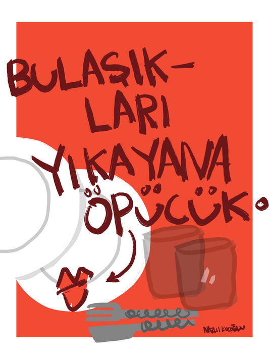 Bulaşıkları yıkayana öpücük